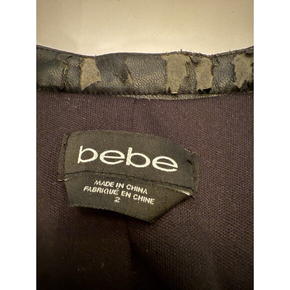 Preowned Ladies Bebe Black Cropped Mixed Media Jacket Size 2 - Picture 10 of 12